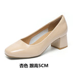 Apricot 2 Q685 patent leather simple board Heel height 5cm / 38