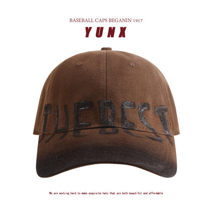 American Retro Washed Letter Large Head Circumference Baseball Cap for Women, Face-Slimming Versatile Fashion Simple Duckbill Cap for Men Casual