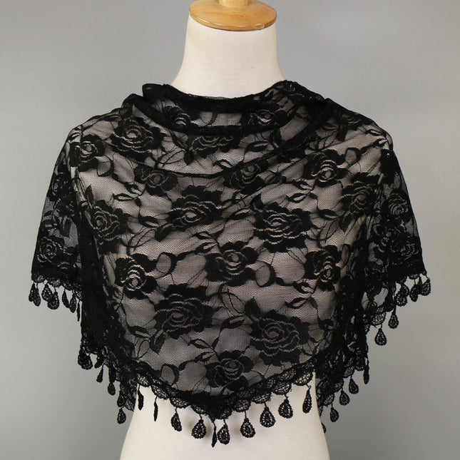 Hot Selling Lace Triangle Scarf Cut Out Korean Triangle Scarf Women's Export Hot Selling Summer Sun Protection Decorative Veil