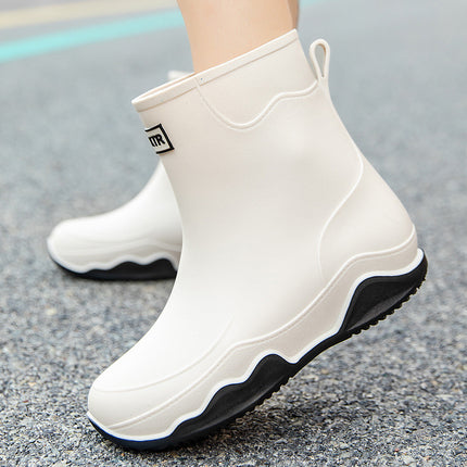 Men's Fashionable New Chelsea Mid-Calf Rain Boots for Couples, Non-Slip Waterproof Boots for Adults, Outdoor Rubber Shoes