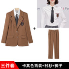 khaki suit + shirt + pants / S