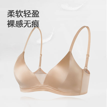 Real Silk Bra No Steel Ring French Bra Deep V Beautiful Back Sexy Mulberry Silk Underwear Summer Ultra-thin Satin Breathable