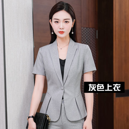 Small Suit Women's Jacket Korean Style Slim-fit Slimming Short-sleeved Suit Professional suit Women's Summer OL Sweat Steamed Foot Bath Work Clothes