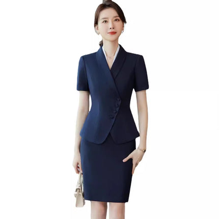 Suit suit Women's Summer Short-sleeved Tooling Professional Temperament Hotel Front Desk Manager Jewelry Shop Beautician Work Clothes