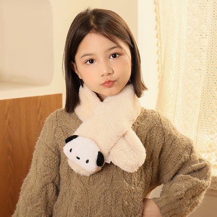Children's Christmas Autumn and Winter Scarf Plush Warm Cute Cartoon Red New Year Festival Imitation Rabbit Fur Parent-Child Scarf