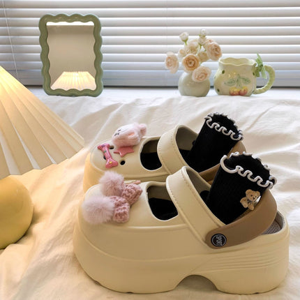 High-value non-slip soft bottom casual summer women's slippers covered cute lightweight cartoon cat all-match fashion height