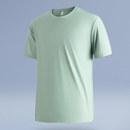 Dan Baoni | Summer Cool Sense Sunscreen Solid Color Advanced Sense Ice Silk Men's T-Shirt Loose Round Neck Shoulder Short Sleeve Customization