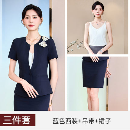 Stewardess Professional suit Women's Summer Suit Dress Dress Female Teacher Sales Department Hotel Front Desk Work Clothes Uniform