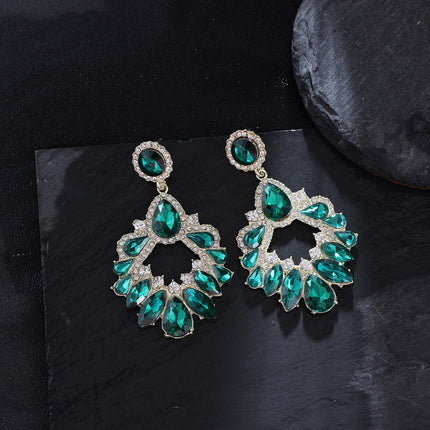 European and American Trendyy Drop-Shaped Earrings for Women, High-End Diamond-Encrusted Elegant Tassel Earrings, Fashionable Ins Style Rhinestone Earrings