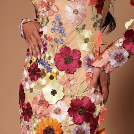 Gy24025 Stereo Flower Hip-Covering Sexy Dress European and American Cross-Border Exclusive Supply for Spring and Summer 2023 New Products