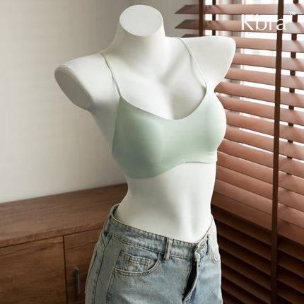 White T-Shirt Non-See-Through Foundation Liquid Fixed Cup Bra for Women, Seamless Invisible Thin Straps, Beautiful Back, Small Chest Push-Up Bra