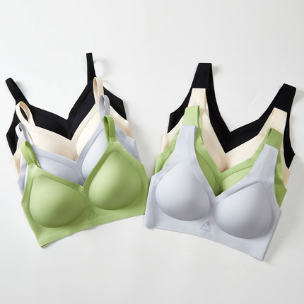 New Fixed Cup Sling Seamless Intimates Women's Silk Modal Push-Up Bra Without Rims Breathable Thin Bra