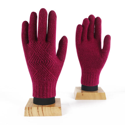 Wool Knitted Touch Screen Gloves Men's and Women's Winter All-match Korean-style Cold-proof Warm-keeping Knitted Gloves for Couple