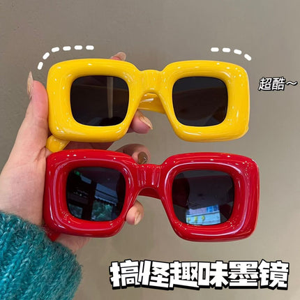 Funny and Interesting Inflatable Cute Square Heart Sunglasses for Women Ins Popular Trendy Street Style Sunglasses
