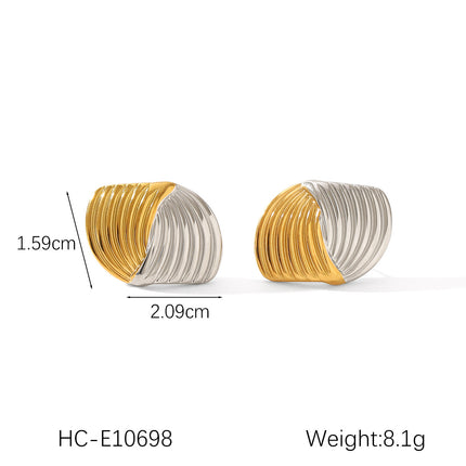 European and American design sense stainless steel earrings gold and silver color matching smooth geometric texture earrings sun five-pointed star earrings for women