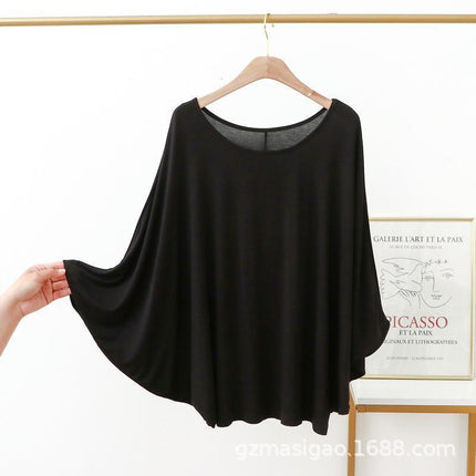 Soft Thin Bat Sleeve T-Shirt for Women Spring and Summer New Large Size Loose Slim Round Neck Top for Outer Wear Large Women's Clothing