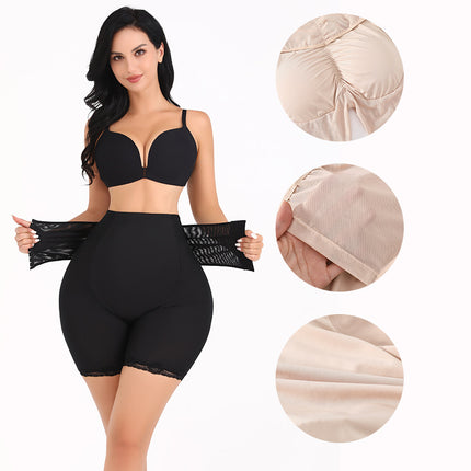 Cross-border Body-shaping Abdominal Pants Buckle-breasted Abdominal Waist Body-fitting Hip-lifting Pants Removable Sponge Pad Fake Ass Fat-bottom Pants