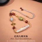 Red meat nine-eye dzi beads