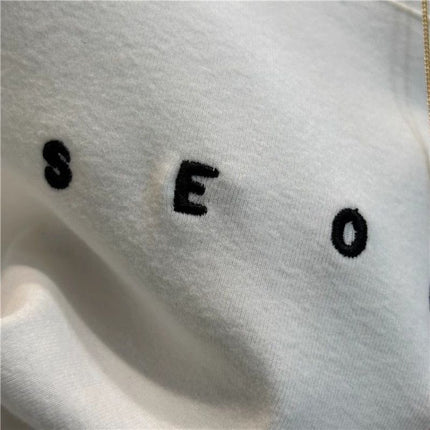 Small Letter Embroidery Brushed Short-Sleeve T-Shirt for Women, Regular Shoulder, Slimming, Korean Style, Fashionable, Thickened Base Layer for Autumn and Winter