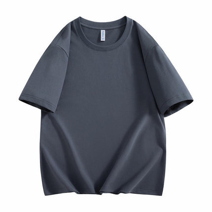 Round Neck Solona Polyester-Cotton Short-Sleeve T-Shirt with Logo Printed, Group Advertising Shirt, Workwear, Factory Wholesale, Cross-Border, Simple Style