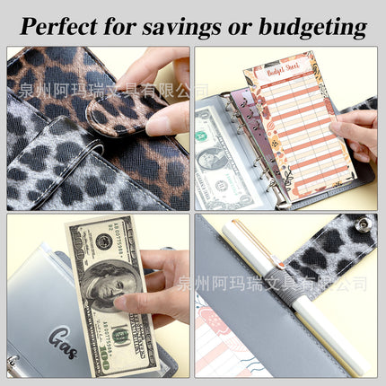 Amazon Cross-border A6 Leopard Macaron Notebook Loose-leaf Creative Cash Deposit Book Budget Plan Book