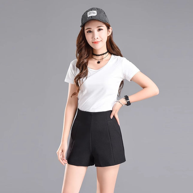 Shorts Women's Spring and Summer Outer Wear 2025 New Arrival Loose Black Suit High Waist A- Shaped plus size Slimming Wide Legs All-Match