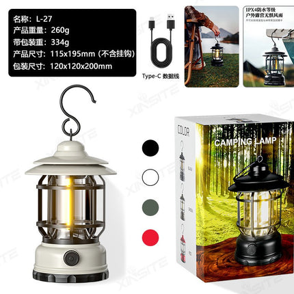 Cross-border new camping lamp outdoor multi-functional camping tent lamp retro lantern cob rechargeable portable lamp for home use