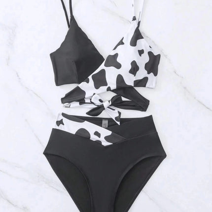 Two-Piece Swimsuit for Women, New Foreign Trade Sexy Pure Desire Style Bikini, Snake Print, High-Waisted, Backless, High-End Swimwear