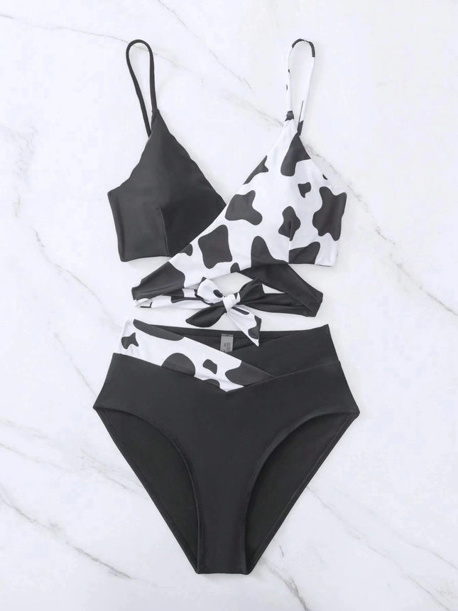 Two-Piece Swimsuit for Women, New Foreign Trade Sexy Pure Desire Style Bikini, Snake Print, High-Waisted, Backless, High-End Swimwear