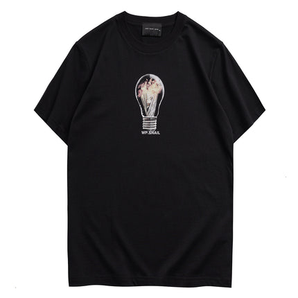 Kangli direct spray fashion brand men's all-match short sleeve fashion ins spray printing spiral bulb lovers casual vest T-shirt