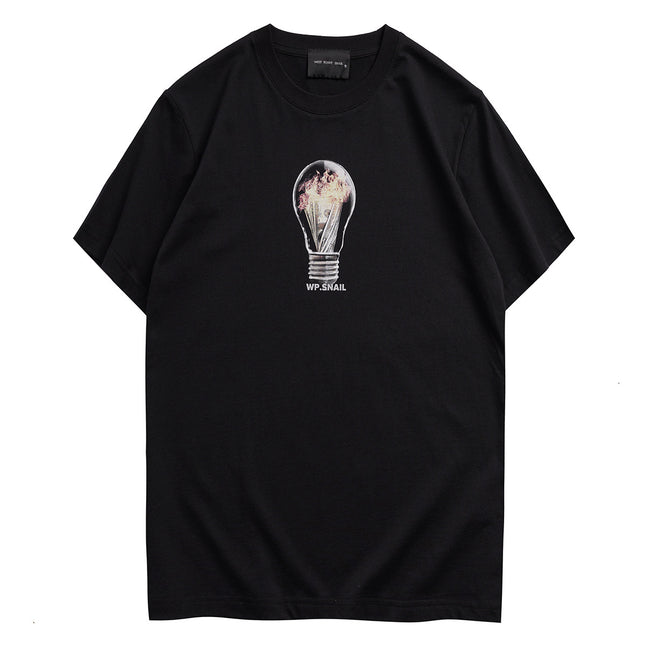 Kangli direct spray fashion brand men's all-match short sleeve fashion ins spray printing spiral bulb lovers casual vest T-shirt