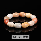Natural Coral Jade Bucket Beads Bracelet / Dimensions as shown