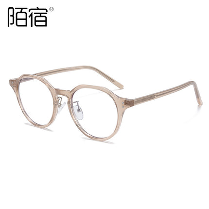 Olive green glasses frame Korean fashion retro polygon TR90 plate flat needle with myopia 2022 anti-blue light