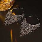 Bead chain earring 4cm silver
