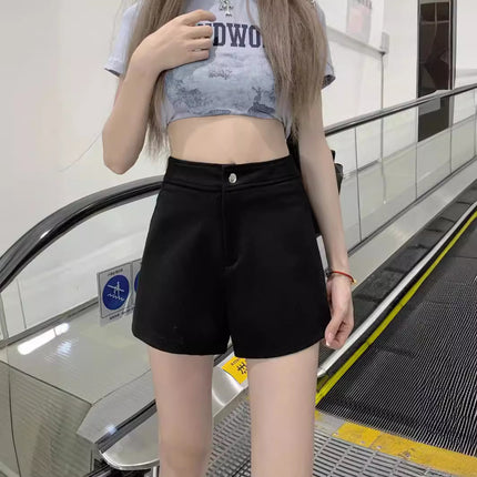 Versatile commuter black suit shorts women's plus size summer new high waist leggings outer wear small hot pants