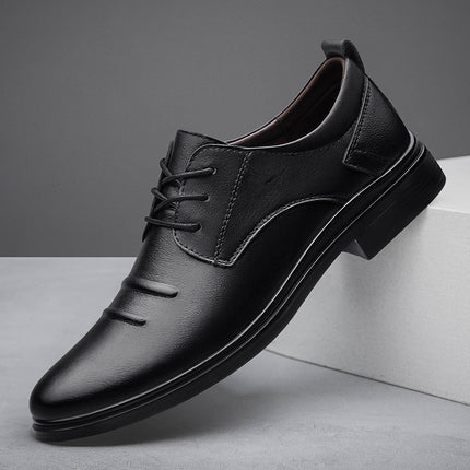 2025 spring new men's formal leather shoes top layer cowhide lace comfortable office leather shoes groom oxford shoes