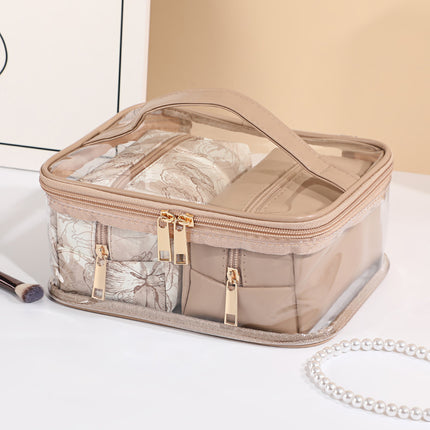 Large-Capacity Transparent Cosmetic Bag Three-Piece Set, Portable Toiletry Storage, Transparent Cosmetic Bag Three-Piece Set for Home Storage
