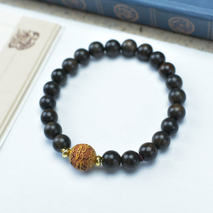 Shen Guibao Chen Xiang 8mm Double Ring Half Bracelet Barrel Bead Bracelet Five Sutra String Beads Niche Wen Play Jewelry Wholesale