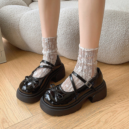 French Shallow Thick-Soled Flats for Women 2025 New Autum with Skirt Retro Heightening Thick Heel Mary Jane Loafers