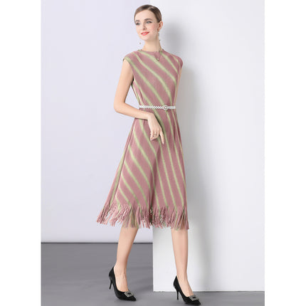 Factory Direct Miyake Pleated Gold Spray Tassel Dress