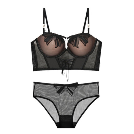 Cross-border English Standard Lace Underwear suit Women's Breast Gathering Small Breast Anti-sagging Bra Non-rims Bra