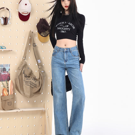 Straight Leg Cool Cover High Waist Loose Straight Spring 2025 New Style Small Narrow Wide Leg Slim Mop Pants