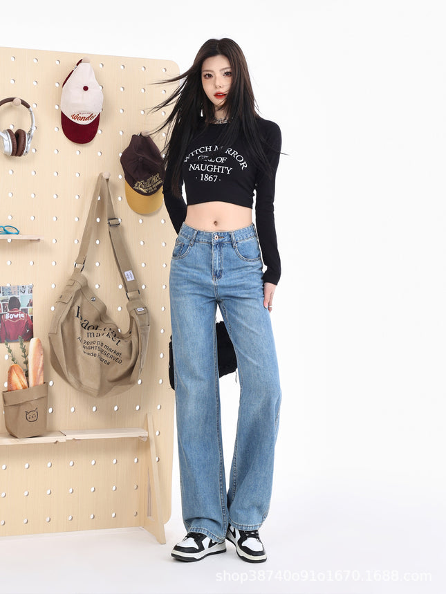 Straight Leg Cool Cover High Waist Loose Straight Spring 2025 New Style Small Narrow Wide Leg Slim Mop Pants