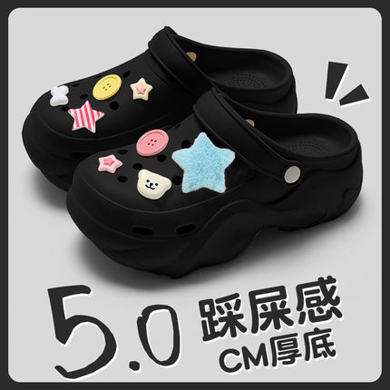 2025 with Little Red Riding Book Explosive Internet Celebrous Cave Shoes Summer Wear Cute Cartoon Thick Sole Non-slip Baotou Slippers