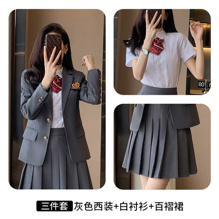 British Academy Style Suit Three-Piece Set Female Kindergarten Teacher Garden Dress jk Uniform suit Student Class Uniform Spring and Autumn