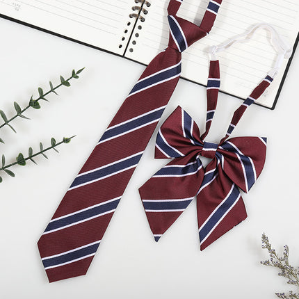 Japanese and Korean striped jk/dk college style men's and women's red cyanotic gray blue shirt accessories tie-free collar suit