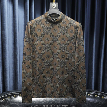 Autumn and Winter New Men's Casual Versatile Light Luxury Quality Half Turtleneck Double-Sided Velvet Bottoming Shirt