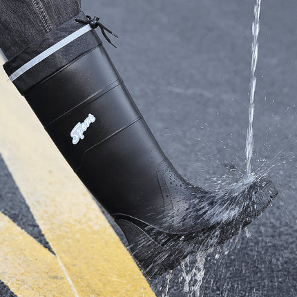 Men's Fashion High Tube Shoes Outdoor Night Anti-cursor Water Shoes Anti-slip Drawstring Men's Rubber Shoes Warm Rain Boots