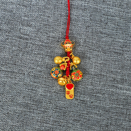 Shajin Ancient Fa Gold Swallow Gold Family of Four Car Keychain Pendant High-end Ancient Fa Family of Three Bag Hanging Ornaments