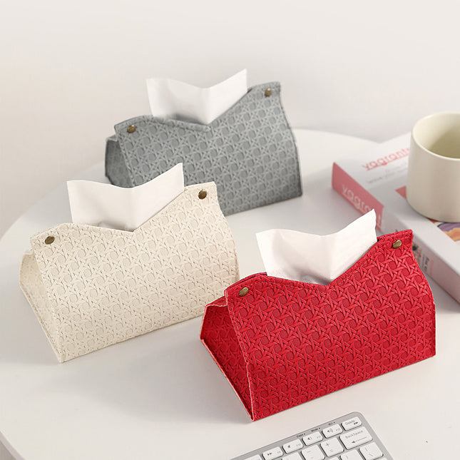 Light Luxury Woven Tissue Box Home Creative Living Room Storage Car Simple Solid Color Paper Box Napkin Paper Box